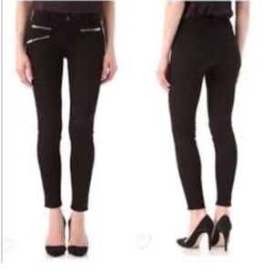 J Brand Jeans Women 24 Black Zoey Zip Pockets Skinny